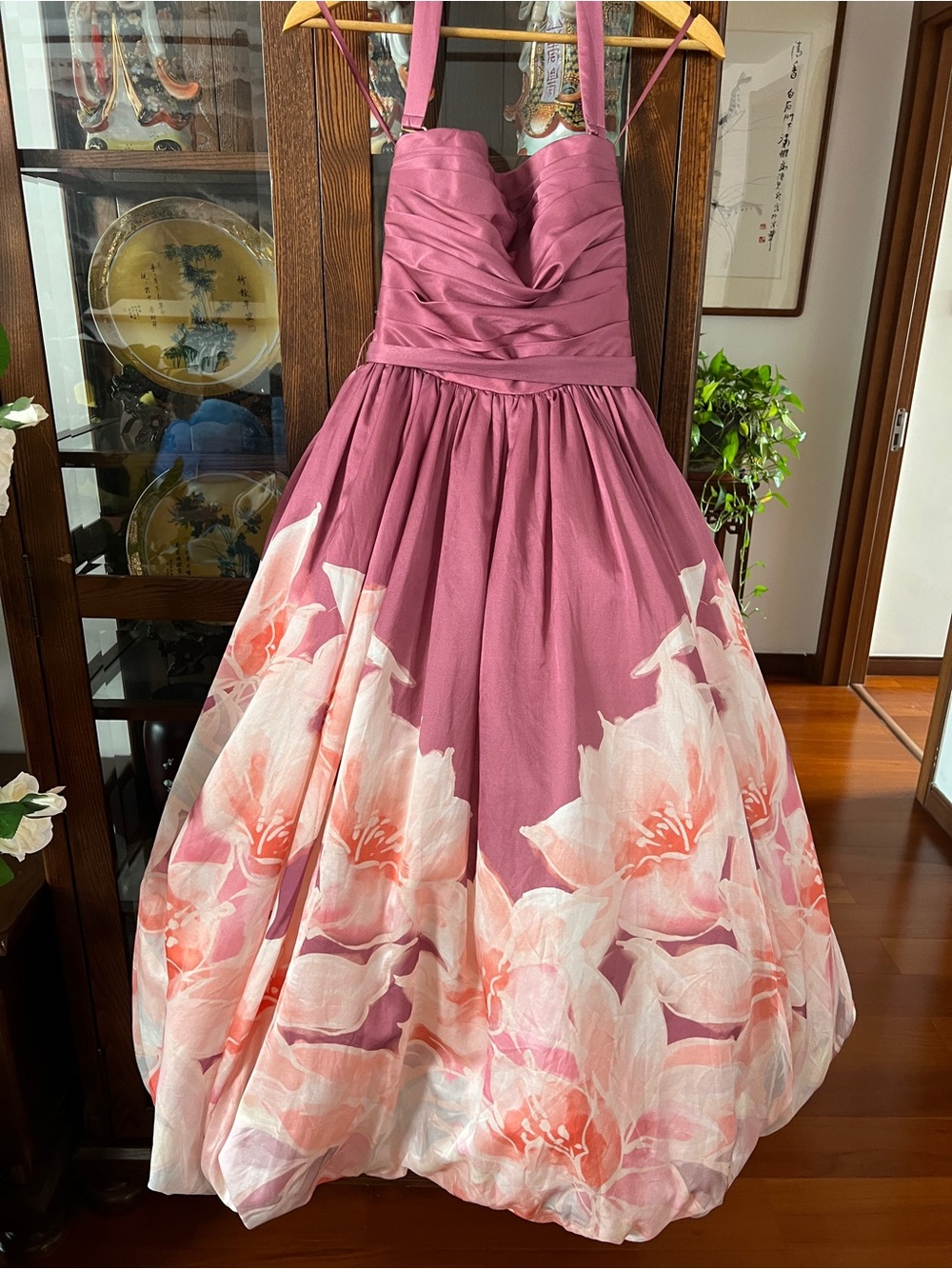 Leo Lin Nadia Voluminous Gown in Orient Print in Hibiscus AU6/US2 NWT - Picture 12 of 16